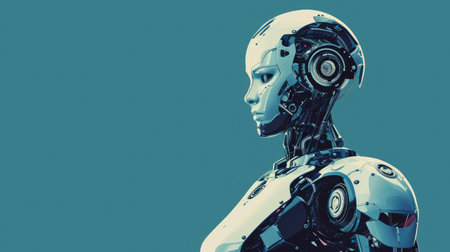 Illustration of a robot helping a humanの素材