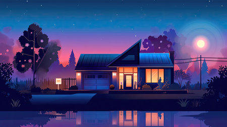 Illustration of a smart homeの素材