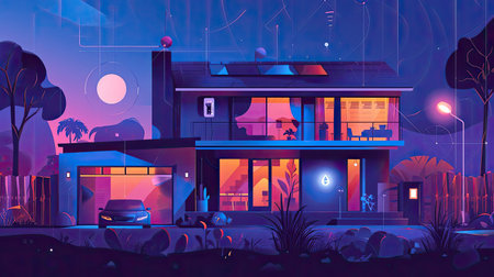 Illustration of a smart homeの素材