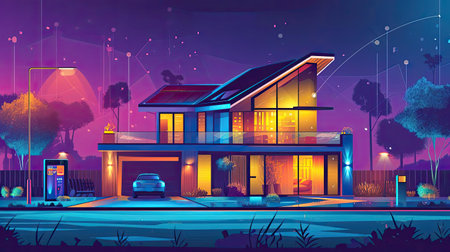 Illustration of a smart homeの素材