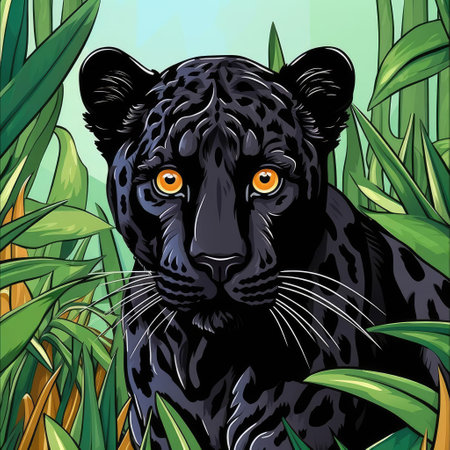 Childrens multicolored panther illustrationの素材