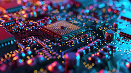 Illustration of a quantum computer and big dataの素材