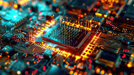 Illustration of a quantum computer and big dataの素材