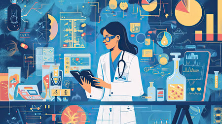 Illustration of medicine and new technologiesの素材