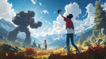 Esports Player in Virtual Glasses in Virtual Spaceの素材