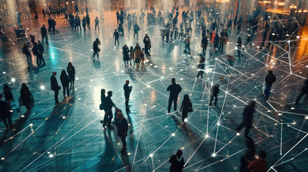 A group of people on the global Internetの素材