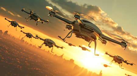 Unmanned aerial vehicle delivers goodsの素材