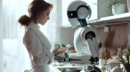 Robot helper helps in the kitchenの素材