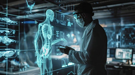 A man and a hologram of a manの素材