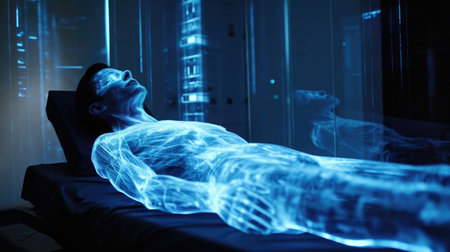 A man and a hologram of a manの素材