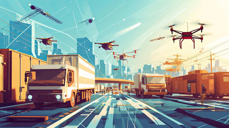 Unmanned aerial vehicle delivers goodsの素材