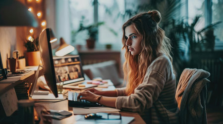 Illustration of a geek at workの素材