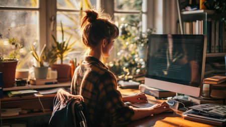 Illustration of a geek at workの素材