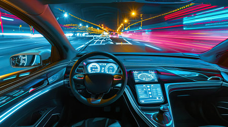 Bright luminous interior of a modern carの素材