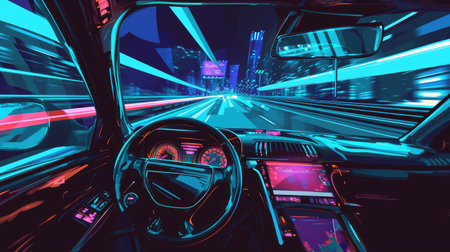 Bright luminous interior of a modern carの素材