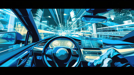 Bright luminous interior of a modern carの素材