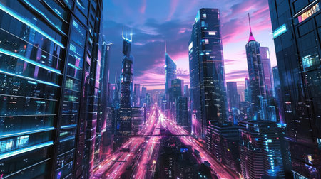 Luminous Night City with Virtual Elementsの素材