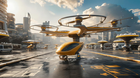 Unmanned aerial vehicle delivers goodsの素材
