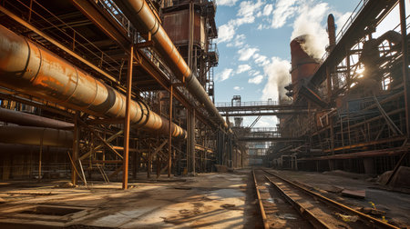 Large barrels and pipes of a mining and processing plantの素材