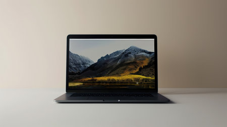 Laptop mockup on the tableの素材