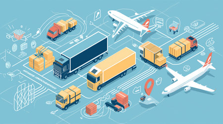 Infographics with transport and online storeの素材