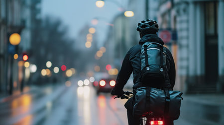 Courier on a bicycle carrying goodsの素材