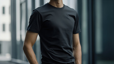 Branded t-shirt mockup on a personの素材