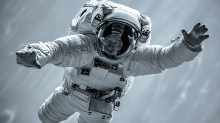 Astronaut in spacesuit flying in outer spaceの素材