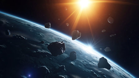 Space Weapons Shoot Down Asteroids and Meteoritesの素材