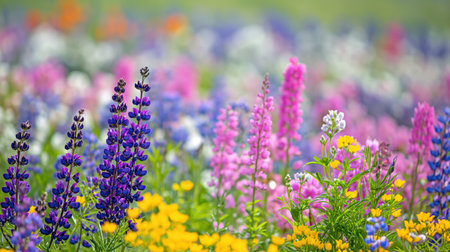 Beautiful field with wildflowersの素材