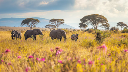 African Savannah with Animalsの素材
