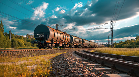 Railway freight trainの素材