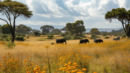 African Savannah with Animalsの素材