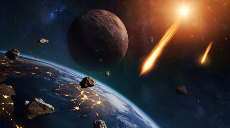 Space Weapons Shoot Down Asteroids and Meteoritesの素材