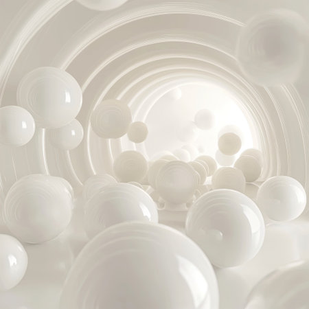 Abstract background of white soft spheresの素材