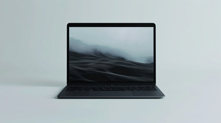 Laptop mockup on the tableの素材