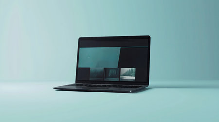 Laptop mockup on the tableの素材