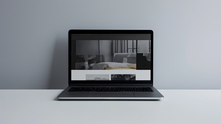Laptop mockup on the tableの素材