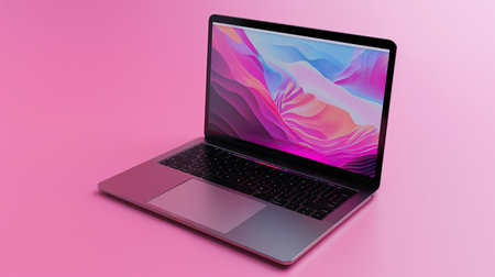Laptop mockup on the tableの素材