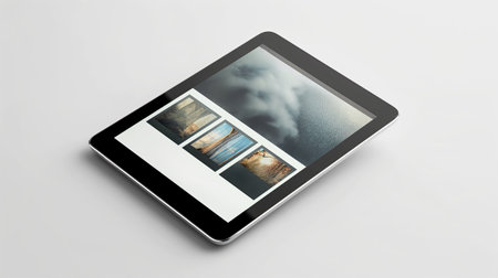 Tablet PC mockup on the tableの素材