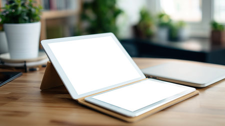 Tablet PC mockup on the tableの素材