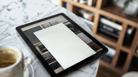Tablet PC mockup on the tableの素材