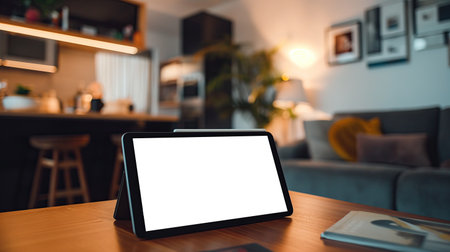 Tablet PC mockup on the tableの素材