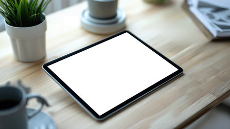 Tablet PC mockup on the tableの素材