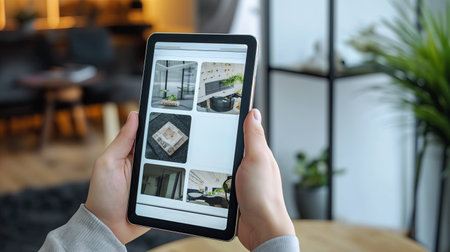 Tablet PC mockup on the tableの素材