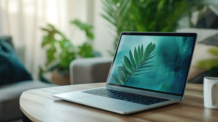 Laptop mockup on the tableの素材