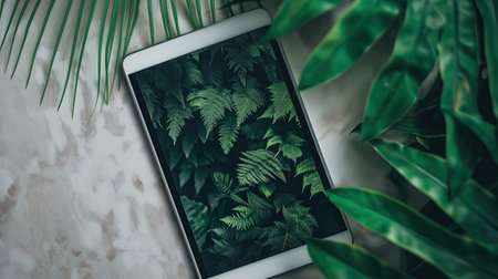 Tablet PC mockup on the tableの素材