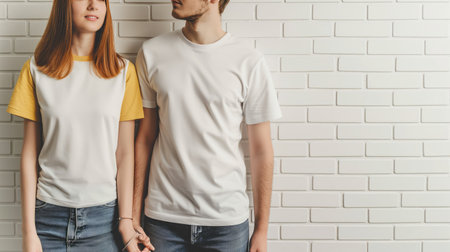 Branded t-shirt mockup on a personの素材