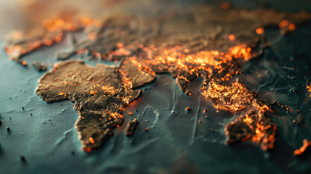 World map with explosions in places of armed conflictsの素材