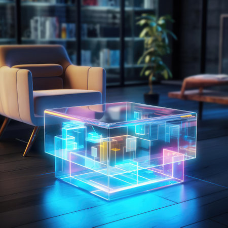 Hologram of smart furniture in the interiorの素材